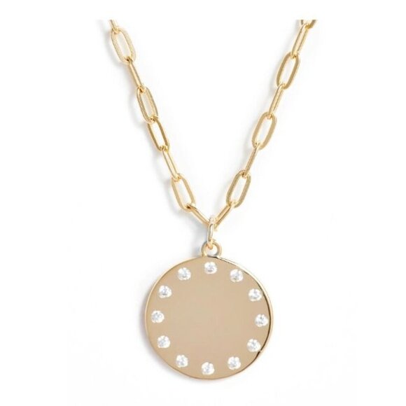 Argento Vivo Jewelry - Argento Vivo Sterling Silver Cubic Zirconia Disc Pendant Necklace in Gold NWT